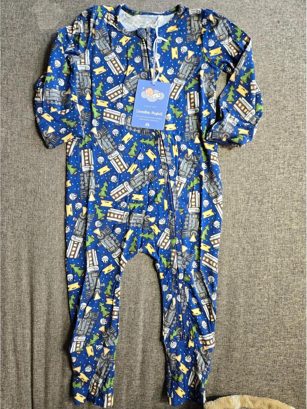 2t polar express bamboo zippy romper pajamas
